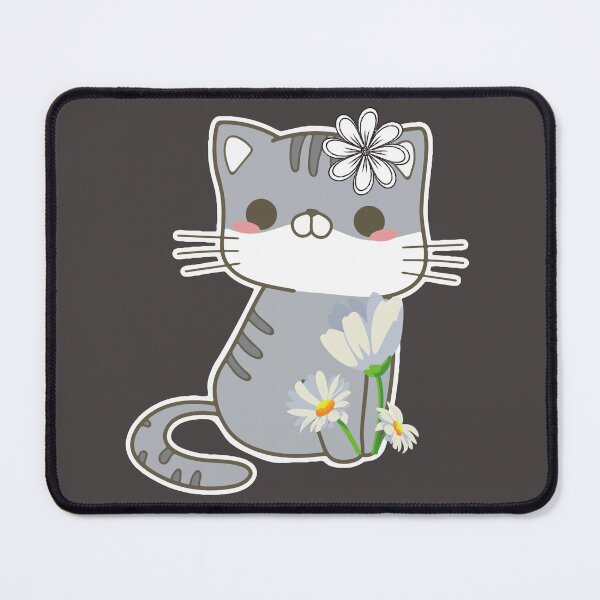 Item preview, Cute cat with flowers. flower kitten. Gray cat. designed and sold by EMIPRINCESS.
