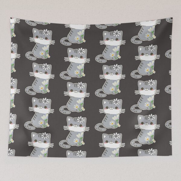 Item preview, Cute cat with flowers. flower kitten. Gray cat. designed and sold by EMIPRINCESS.