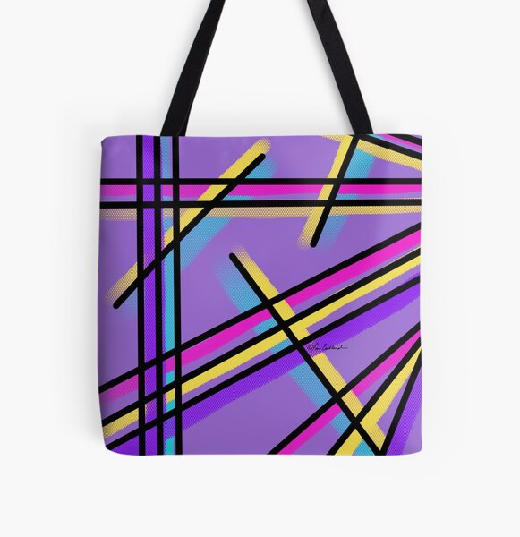 Purple lines All Over Print Tote Bag