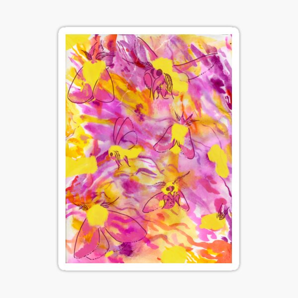 Rosy Maple Moth Watercolor Pattern Sticker