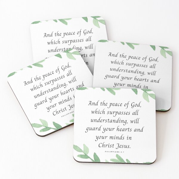 Item preview, Christian Merch - Philippians 4:7 'And the Peace of God, Which Surpasses All Understanding, Will Guard Your Hearts' Inspirational Bible Verse designed and sold by SwordScripts.