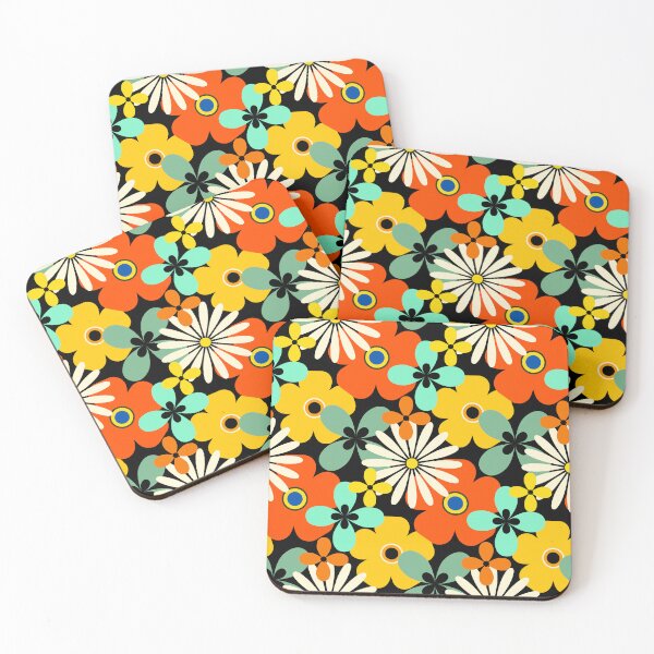Item preview, Retro 1960's Yellow, Red, Sea Foam Floral Pattern designed and sold by DEC02.