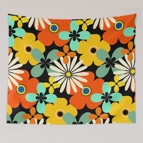 Item preview, Retro 1960's Yellow, Red, Sea Foam Floral Pattern designed and sold by DEC02.