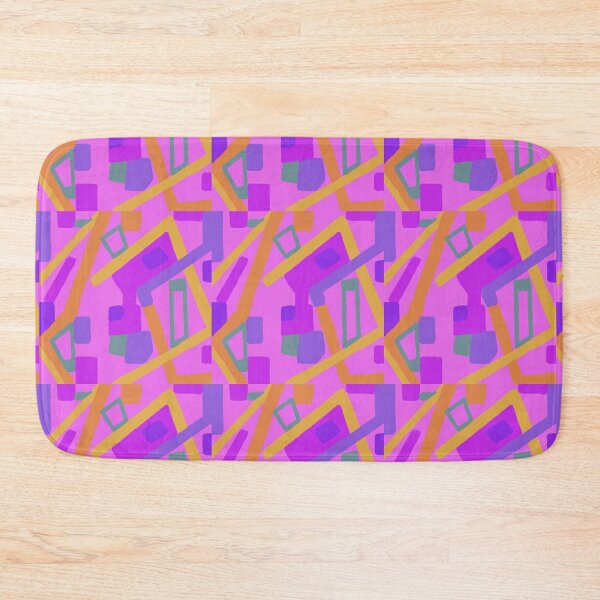 Abstract Painting Design with Pinks and Lilacs Bath Mat