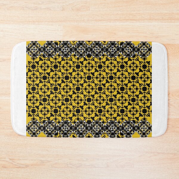 Item preview, The Gold Modern Square Fabric Design in Black Seamless Pattern designed and sold by MyMemoriesArts.