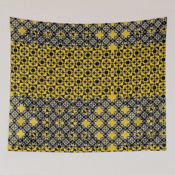 Item preview, The Gold Modern Square Fabric Design in Black Seamless Pattern designed and sold by MyMemoriesArts.