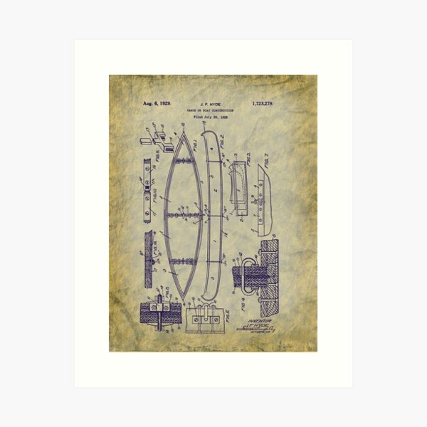 Item preview, 1929 Canoe Construction Patent Art designed and sold by Barry Jones Art and More.