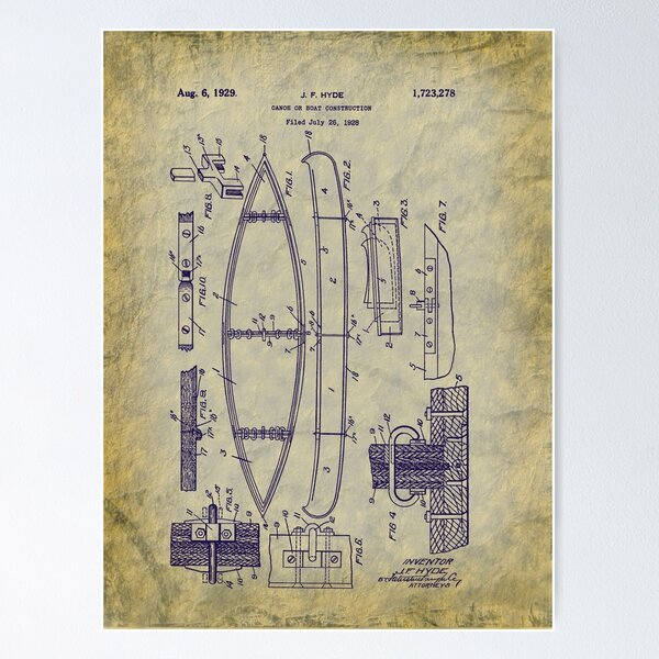 Item preview, 1929 Canoe Construction Patent Art designed and sold by Barry Jones Art and More.