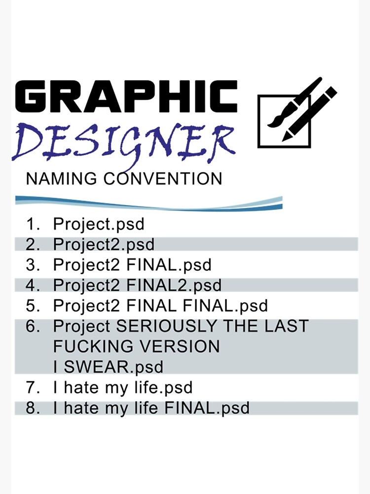 "Graphic Designer Naming Convention" Poster for Sale by JudeRosea