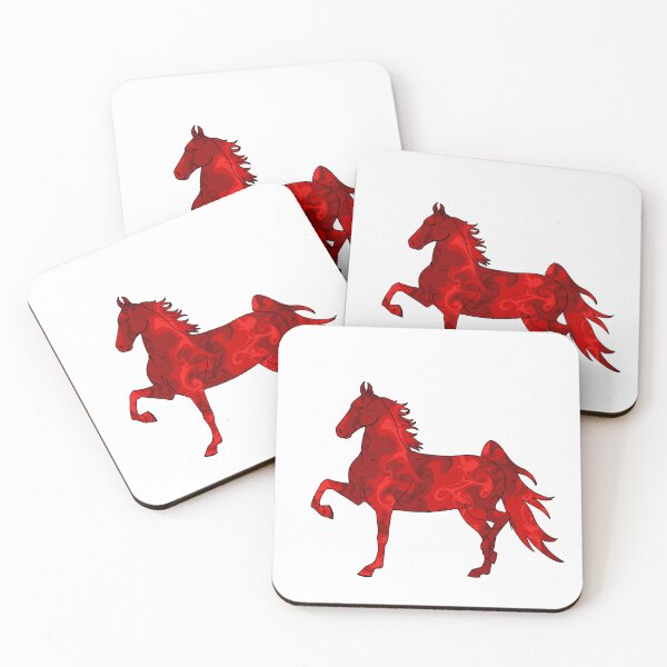 Item preview, Swirly Saddlebred Trotting Horse Bright Red designed and sold by theaadesigns.