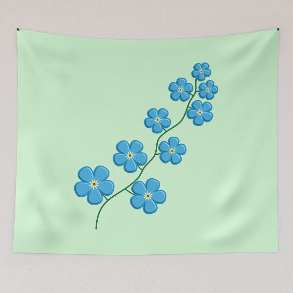Item preview, Forget-Me-Not Flower Branch Stem (Mint Green Background Color) designed and sold by burbankdesigns.