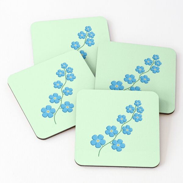 Item preview, Forget-Me-Not Flower Branch Stem (Mint Green Background Color) designed and sold by burbankdesigns.