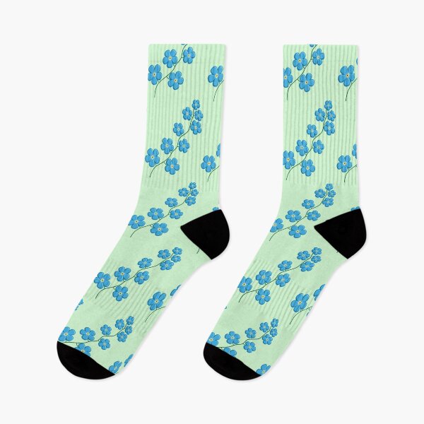 Item preview, Forget-Me-Not Flower Branch Stem (Mint Green Background Color) designed and sold by burbankdesigns.