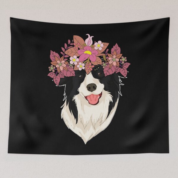 Item preview, Flower Crown Dog Lover Pet Botanical Border Collie  designed and sold by MaryCrespin.