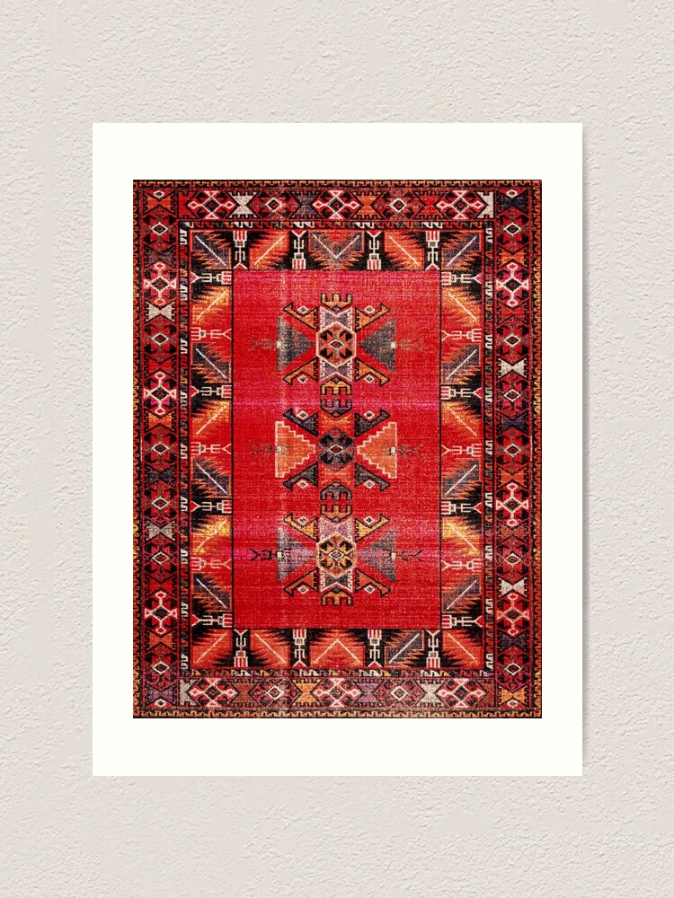 Red Oriental Traditional Handmade Boho Moroccan Fabric Style Outdoor Rug by  Arteresting Official