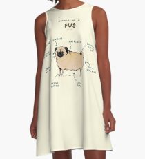 Anatomie eines Mops A-Linien Kleid