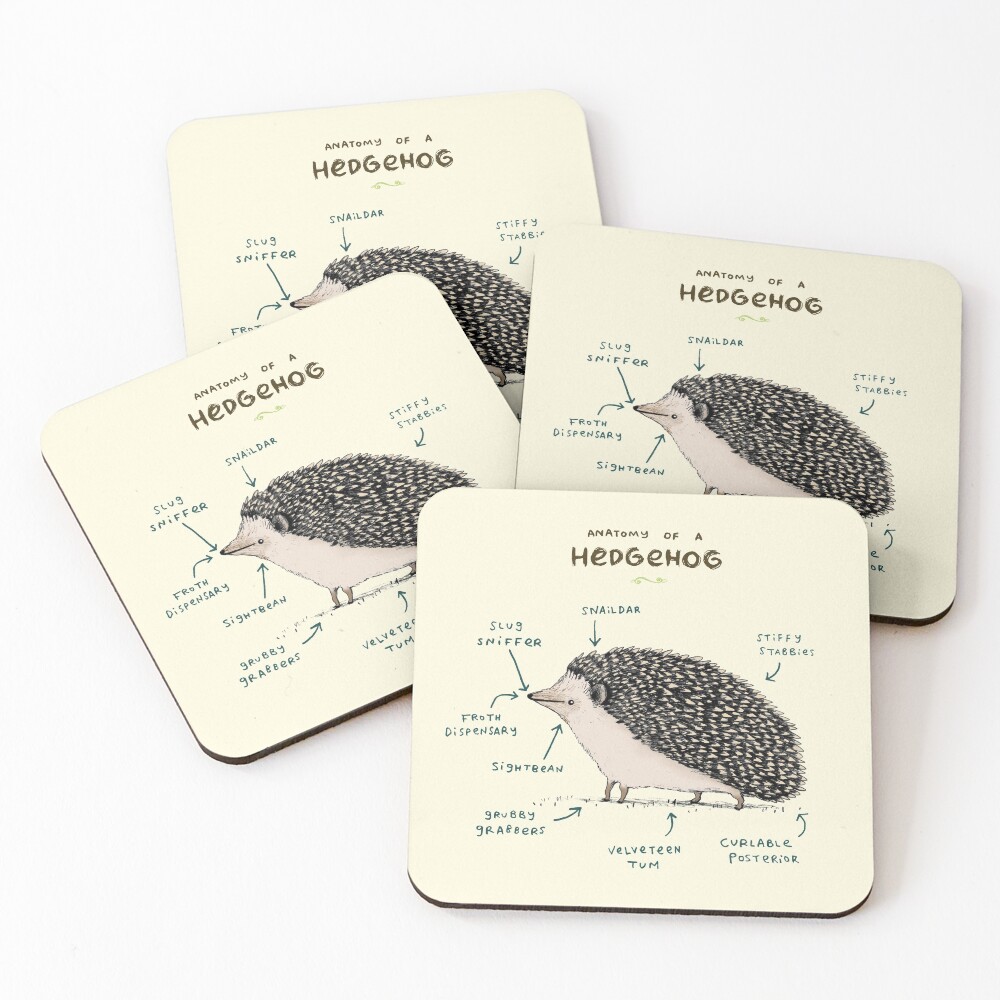 Anatomy of a Hedgehog Coasters (Set of 4)