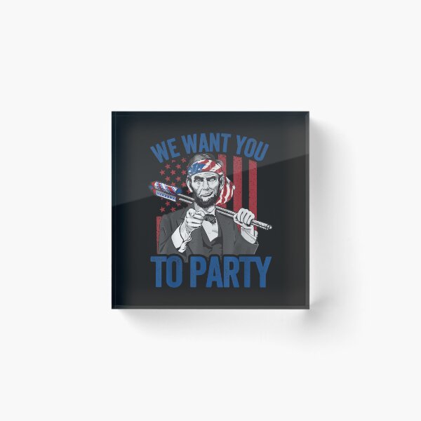 Item preview, We Want You To Party Abraham Lincoln American Flag 4th July T-Shirt designed and sold by Klaus-Gilbert.
