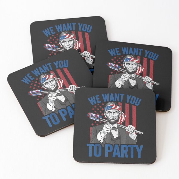 Item preview, We Want You To Party Abraham Lincoln American Flag 4th July T-Shirt designed and sold by Klaus-Gilbert.