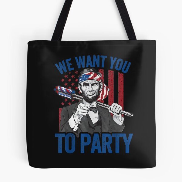 Item preview, We Want You To Party Abraham Lincoln American Flag 4th July T-Shirt designed and sold by Klaus-Gilbert.