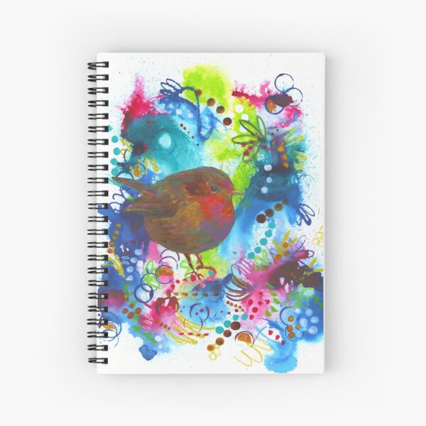 A Robin in Blooms Spiral Notebook
