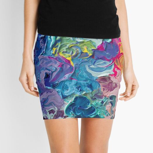 Rainbow Flow Abstraction Mini Skirt