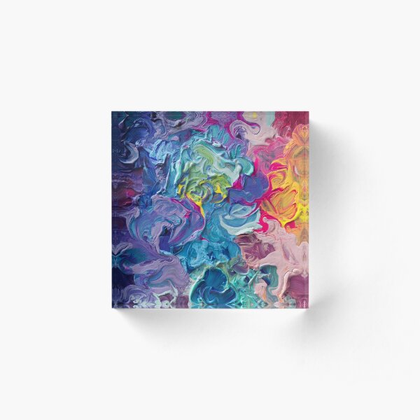 Rainbow Flow Abstraction Acrylic Block