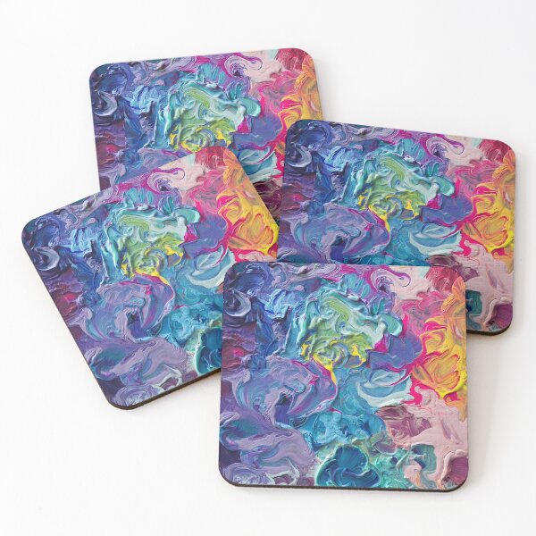 Rainbow Flow Abstraction Coasters (Set of 4)