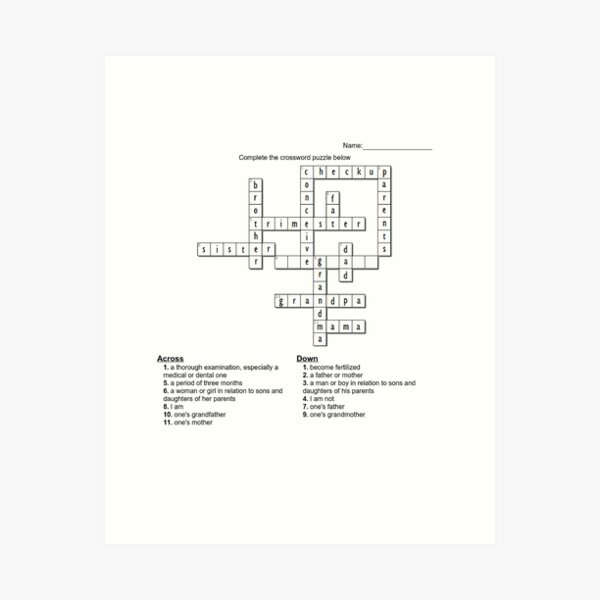 Item preview, Funny pregnancy reveal crossword designed and sold by Lizzyloo2.