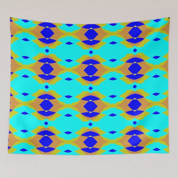 Item preview, Blue Tan Yellow Turquoise Curvy Shapes Abstract Art designed and sold by AraljanFusion.