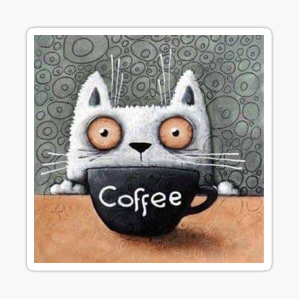 Item preview, Wide Eyed Coffee Cat by JessieJArt2021  designed and sold by JessieJArt2021.