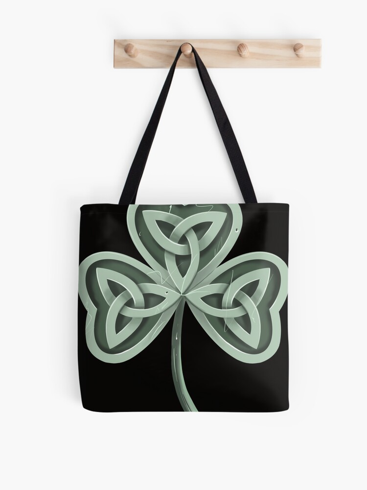 Celtic Ireland Leather Tote Bag - Celtic Tree of Life and Shamrock