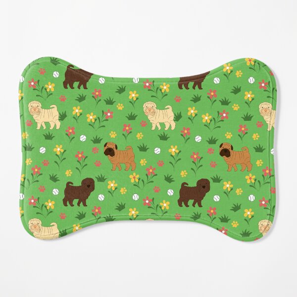Shar Pei and Flowers Dog Mat