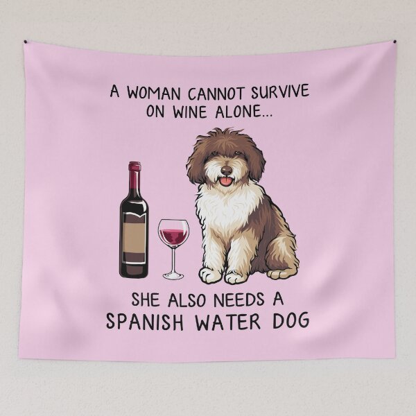 Item preview, Spanish water dog and wine Funny gift for dog mom designed and sold by TeeDoozy.