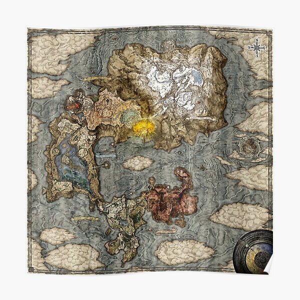 Elden Ring Hi Res Map Poster By Esterkeller Redbubble   Poster,504x498,f8f8f8 Pad,600x600,f8f8f8 