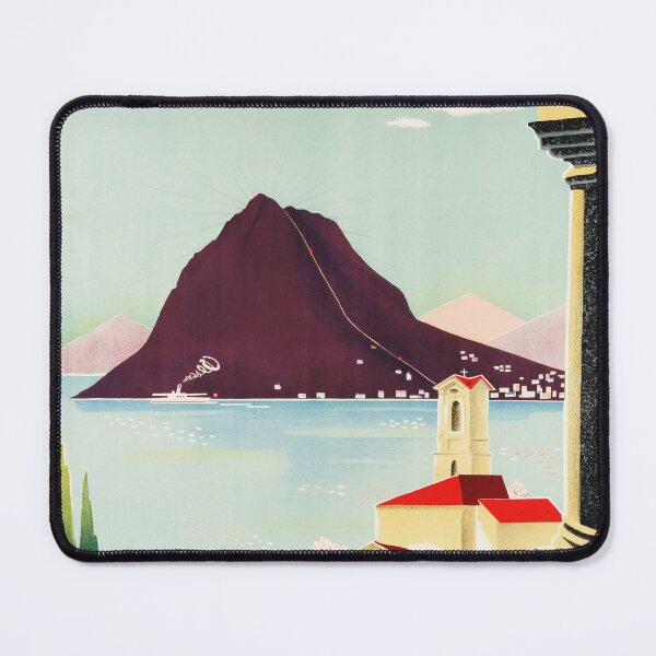 Item preview, SAN SALVATORE Mountain LUGANO via Funicolare Drahtseilbahn Old Switzerland Tourism Advertisement Wall Art designed and sold by retroposters.