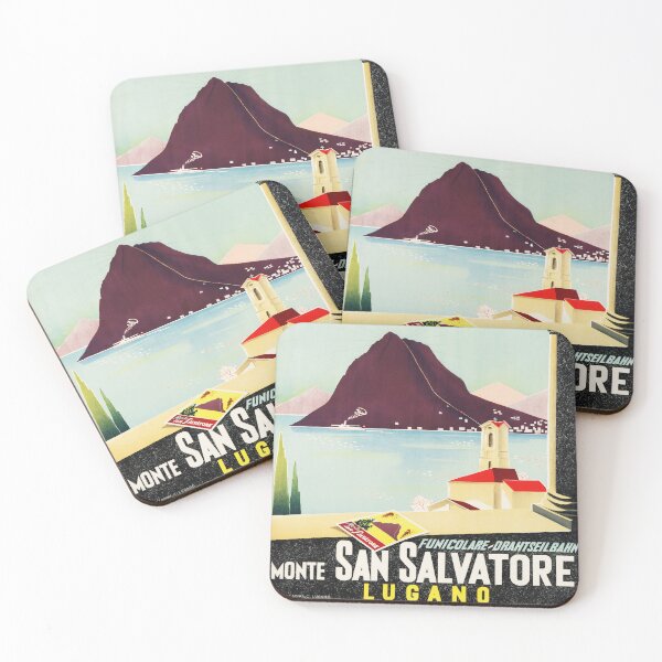 Item preview, SAN SALVATORE Mountain LUGANO via Funicolare Drahtseilbahn Old Switzerland Tourism Advertisement Wall Art designed and sold by retroposters.