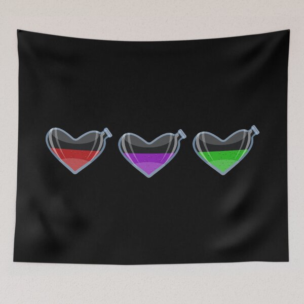 Item preview, Three heart-shaped flasks with liquids  designed and sold by ReflectedCrafts.