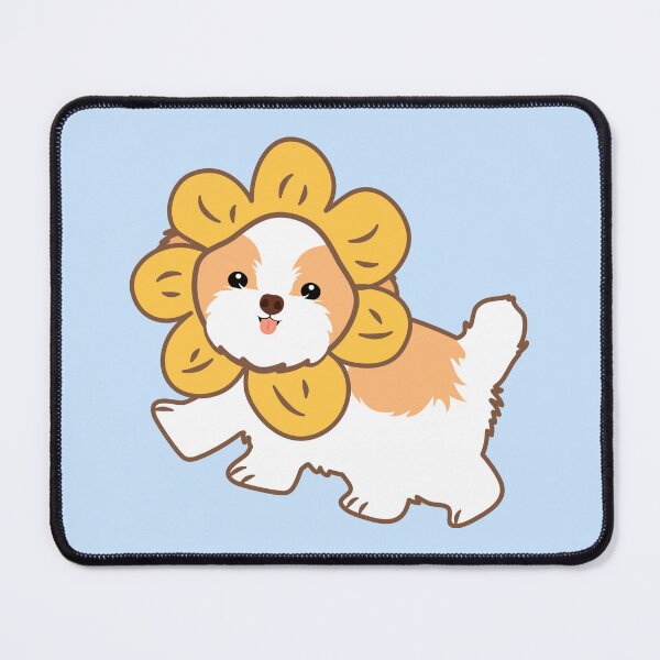 Item preview, Shih Tzu Dog with Flower Hat - Blue designed and sold by Lulupainting.