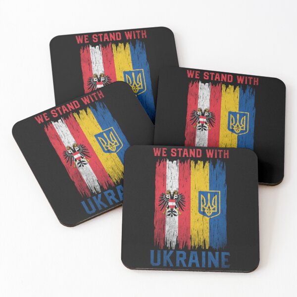 Item preview, We Stand With Ukraine Half Austria Half Ukraine Flag Support Ukraine designed and sold by RosannaArt.