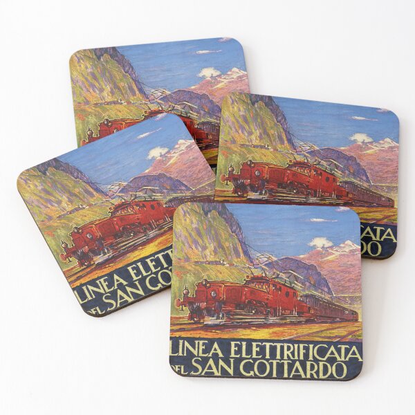 Item preview, SVIZZERA Electrified Train Line of SAN GOTTARDO SWISS 1924 Vintage Railway Advertisement designed and sold by retroposters.