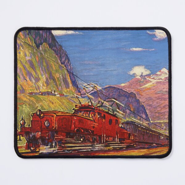 Item preview, SVIZZERA Electrified Train Line of SAN GOTTARDO SWISS 1924 Vintage Railway Advertisement designed and sold by retroposters.