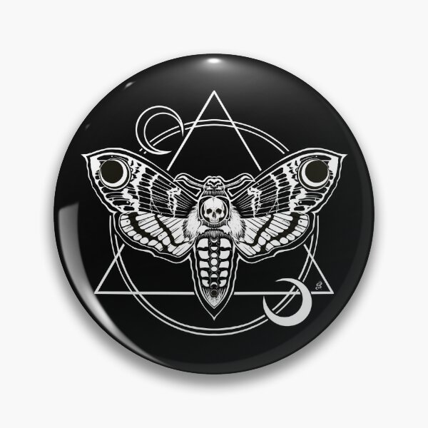 Artikelvorschau, Todesmotte, Totenkopfschwärmer, Acherontia, Nachtkreatur, geometrisches Design, Vintage-Kunst in Schwarzweiß, Retro-Tattoo, Totenkopf-Shirt, Halloween-T-Shirt, Vintage-Hexe entworfen und verkauft von SSINAMOON.