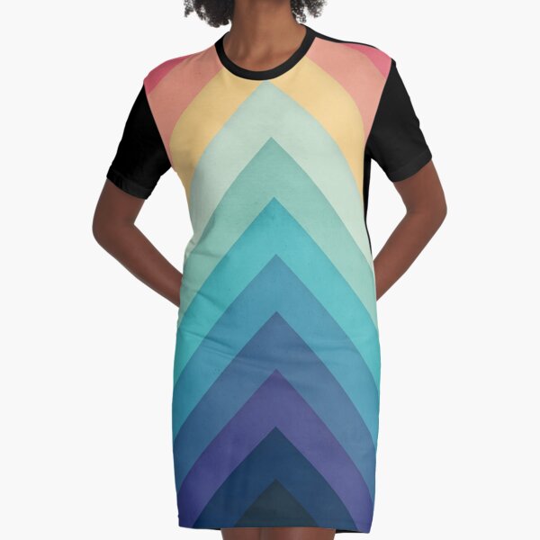 Retro Chevrons 002 Graphic T-Shirt Dress