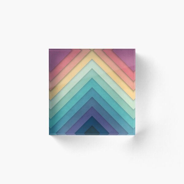 Retro Chevrons 002 Acrylic Block
