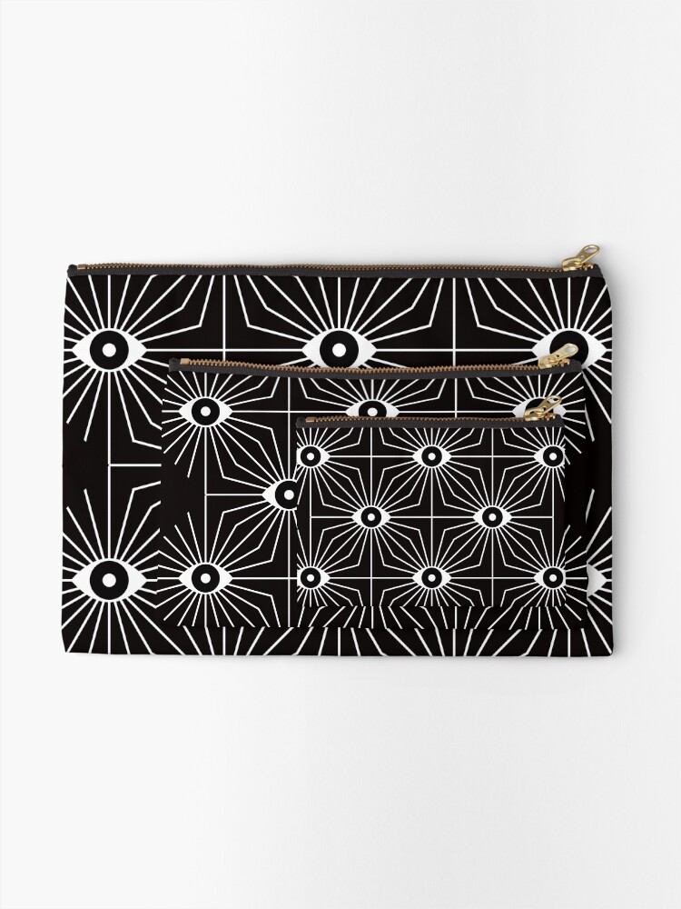 Alternate view of Electric Eyes - Black and White Zipper Pouch