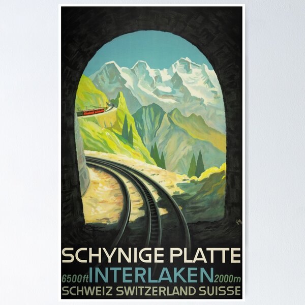 Item preview, SCHNIGE PLATTE INTERLAKEN Old SWISS Railway Art Deco Advertisement Poster 1930 by Alex Diggelmann designed and sold by retroposters.