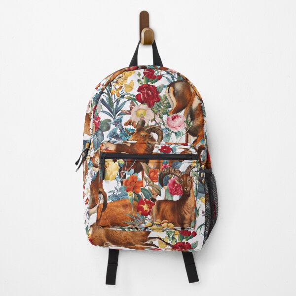 Item preview, Capra Cylindricornis and Floral Pattern designed and sold by Burcu Korkmazyurek.