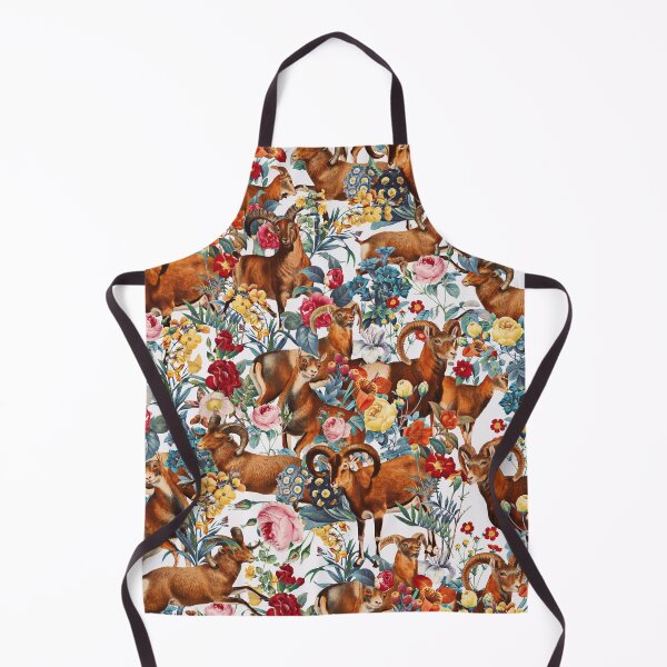 Item preview, Capra Cylindricornis and Floral Pattern designed and sold by Burcu Korkmazyurek.