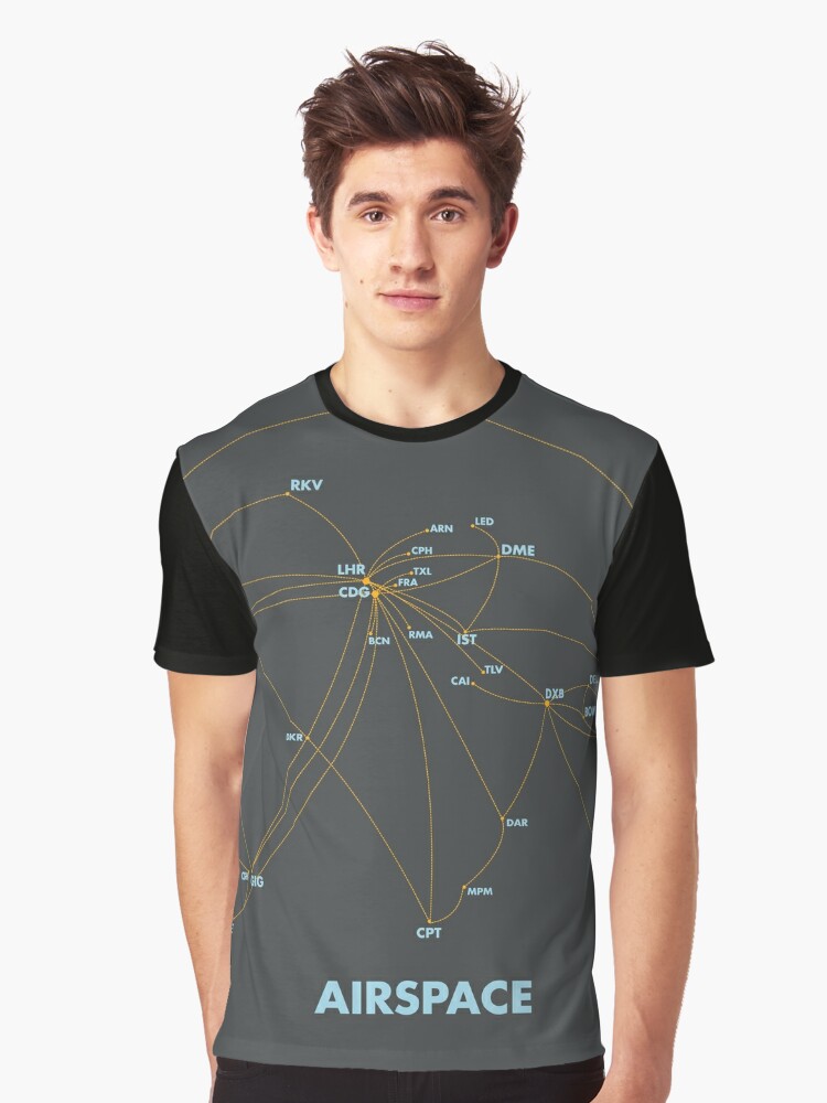 Airspace: route map and airport T-Shirt for Sale untitledstory | Redbubble